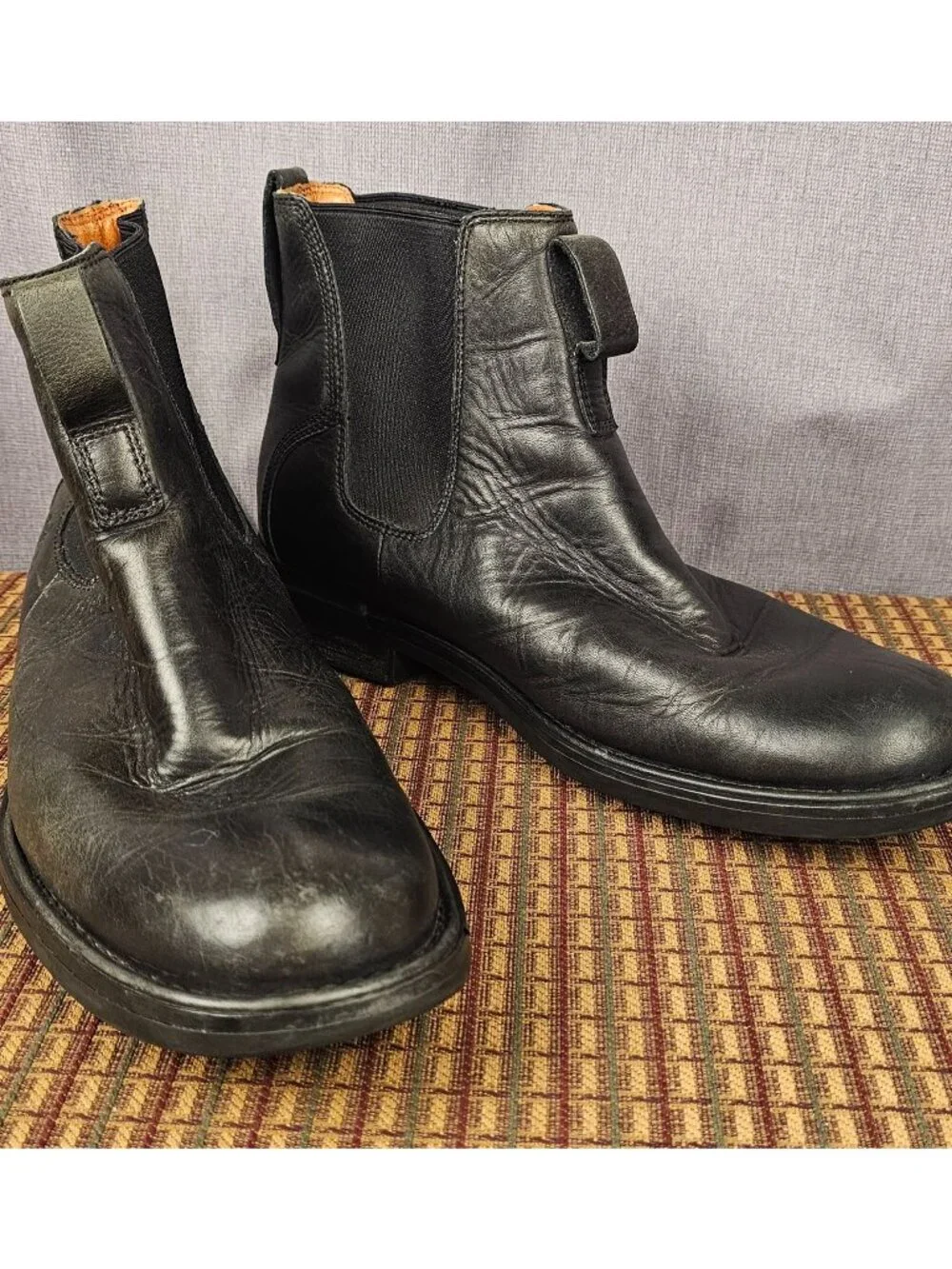 Timberland Mens Black Leather Waterproof Chelsea Boots Size 12M Durable Outsole